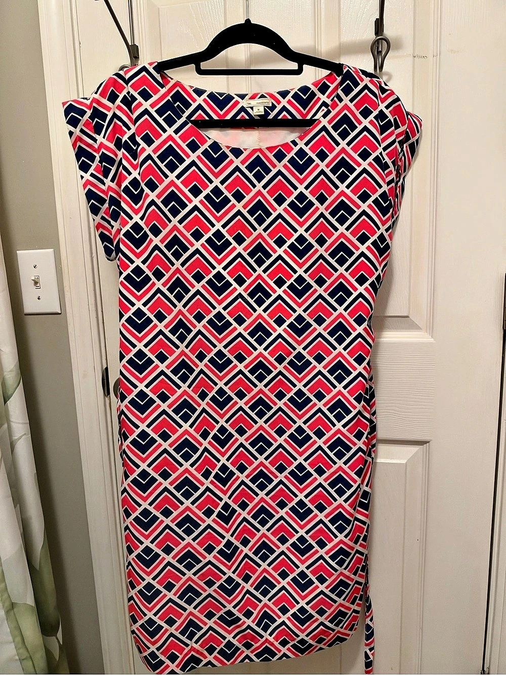 Gap Geometric Midi Dress in pink & Blue Size Medium